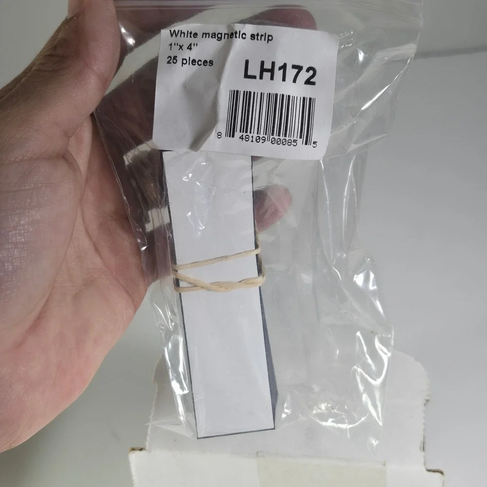 LH172 White Warehouse Labels Magnetic Strips 1 Inch x 4 Inch 25 Pieces Case